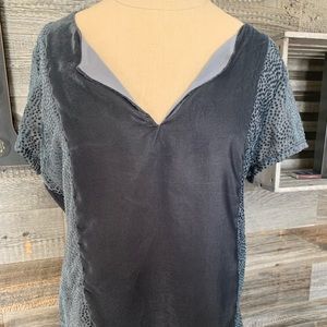 Navy two tone dressy top